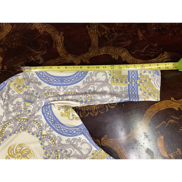 J McLaughlin‎ Sig T Paisley Damask Regal Yellow Blue Gray Quiet Luxury Top M - Picture 6 of 10